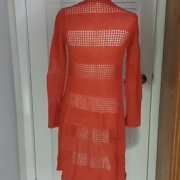 Mudd Burnt Orange Long Sleeve Open Weave Sweater Cardigan XS Y2K Vintage Fall - Picture 3 of 7